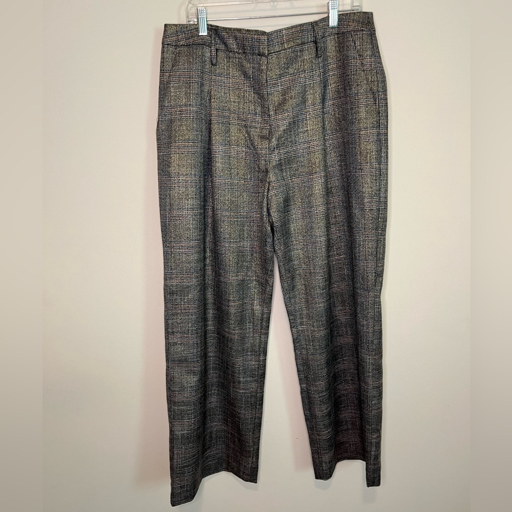 Jason Wu Wide Leg Plaid Trousers Size Large
